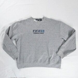 Y2k American Eagle Gray Snowboarding Grapic Print Crewneck Sweatshirt Gorpcore